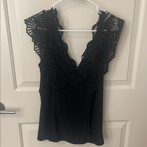 NWT! White House Black Market Black Crochet Detail Blouse